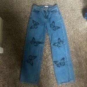 Rue 21 Butterfly Baggy Blue Jeans
